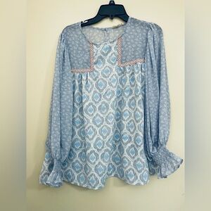 Entro Blue Blouse Elegant Top with Chic Design